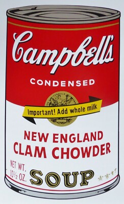 ANDY WARHOL CAMPBELLS' NEW ENGLAND CLAM CHOWDER SOUP II SUNDAY B.MORNING **/1500