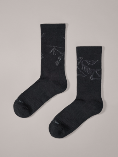 Arcteryx Lightweight Merino Wool Mid Bird Sock Size X-Large (M12-14.5) Black