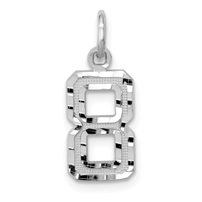 Real 14ktw Small Brushed Diamond-cut Number 8 Charm