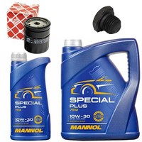 MotoröL Filter Set Mannol 10W-30 API SN 6 Liter + Schraube FüR Opel Omega B 3.0