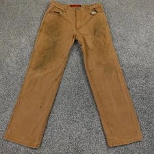 Mens Carpenter Pants 36X34 Brown Canvas Distressed Skater Grunge Faded Thrashed