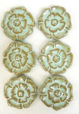 ROSETTE Mosaic Tiles Handmade Ceramic Art Craft Tiles Turquoise Stone Lot of 6