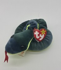 Ty Beanie Babies Hissy Snake Plush Toy Collectible Blue  Green Collectible 1997