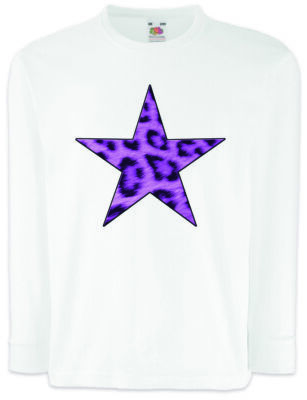 Purple Leopard fur Star Logo II Kinder Langarm T-Shirt Leo Fell Stern Cat
