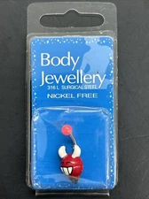 Grinning Red Devil Belly Button Ring Surgical Steel By Body Jewellery R19