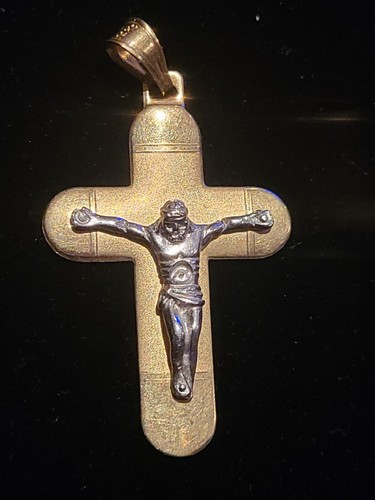 14k Italian Gold Cross, Solid 14k Italian Gold Cross Pendant,  Large Gold Cross