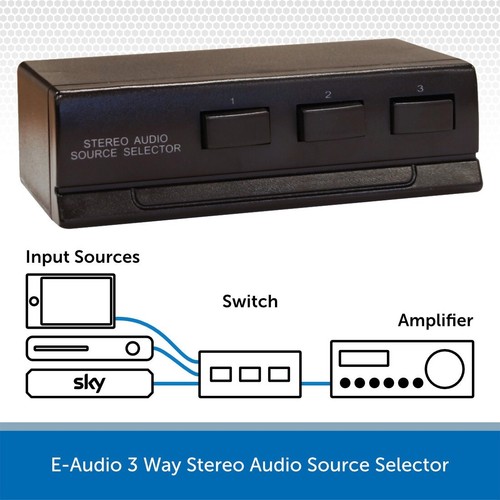 3 Way Audio Source Selector Switch Home Hi-Fi RCA Phono Input - Picture 4 of 6