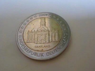 2 Euro Münze 2009 Deutschland Saarland A Saarbrücken Ludwigskirche evt.Fehlpräg. - Bild 1 von 2