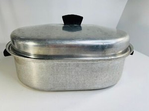 WARDS BEST QUALITY  ROASTER STOCK POT & LID WATERLESS COOKWARE VINTAGE