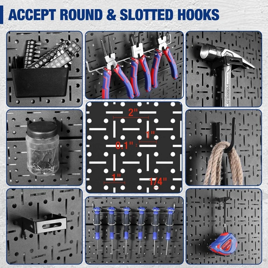 WORKPRO 3PACK Metal Pegboard 16"x 32" Heavy Duty Garage Peg Board Wall Organizer - Image 4 of 4