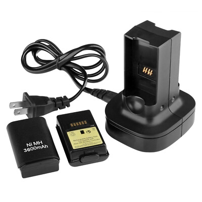 Battery Pack with Dual Charging Station Dock For Xbox 360 Wireless Controller