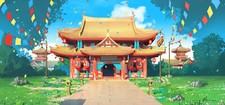 Landscape art building architecture asian Custom Gaming Mat Desk
