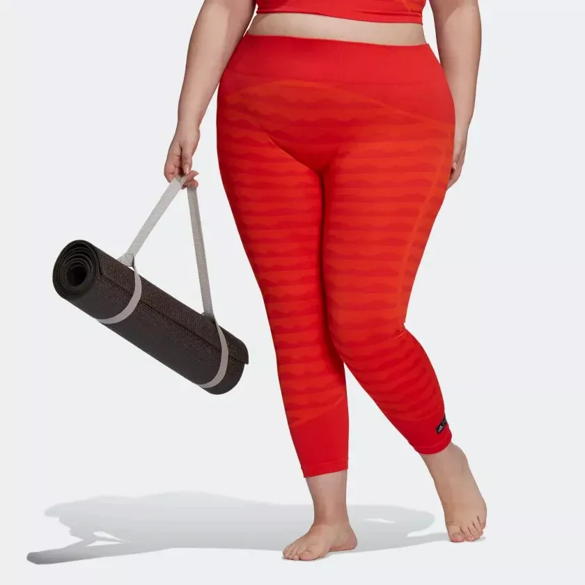 Adidas Women's MARIMEKKO AEROKNIT 7/8 Orange LEGGINGS (PLUS SIZE) HH7312