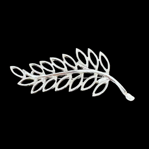 Vintage 80’s Silver Plated Textured Leaf Brooch