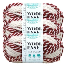 (3 Pack) Lion Brand Yarn 640-607B Wool-Ease Thick & Quick Bulky Yarn, Red Beacon