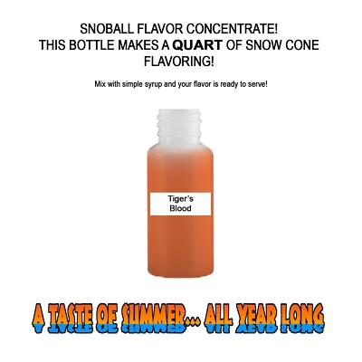 TIGER'S BLOOD MIX Snow CONE/SHAVED ICE Flavor QUART #1CONCESSION SUPPLIES