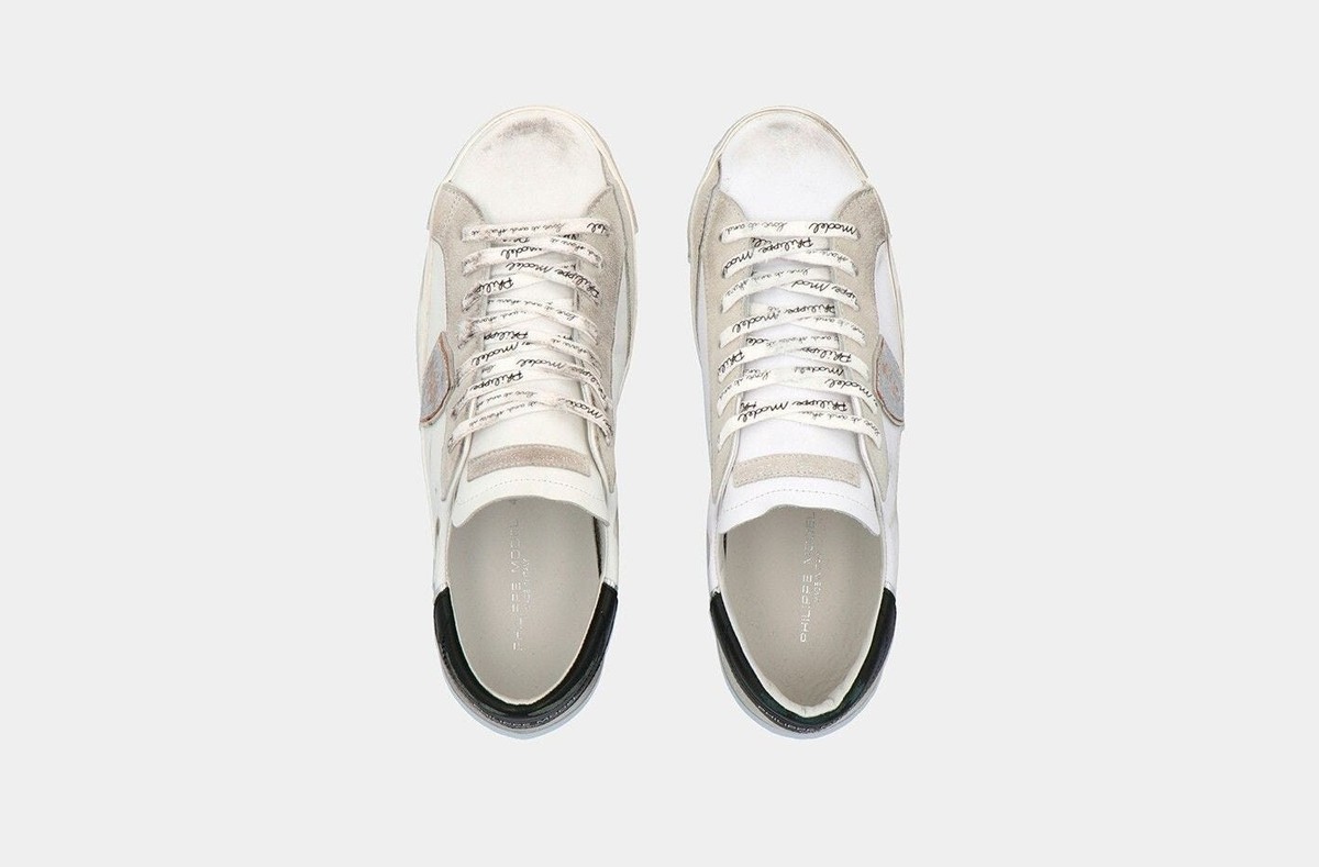 ★Philippe Model(Men)★PRSX Low Sneaker★Foxy Lamine Philippe Model PRSX Low Foxy Lamine' Blanc Argent Men PRLU