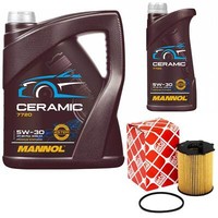 MotoröL Set Mannol 5W-30 Ceramic Plus 6 Liter + ÖLfilter FüR Mini Clubvan R55