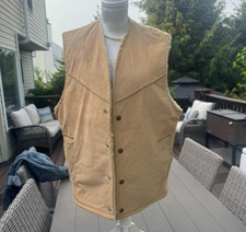 Vintage Fleetwood Sportswear tan workwear-style vest with ultra-soft sherpa lini