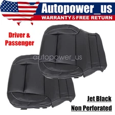 For 14-19 Chevy Silverado Driver & Passenger Bottom Leather Seat Cover Jet Black