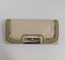 New Coach 45119 Kristin Ivory Multi Snake Trim Leather Envelope Clutch Wallet