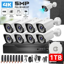 8CH H.265+ 5MP Lite 4K HD Outdoor CCTV Home Security Camera System Kit w/1TB HDD