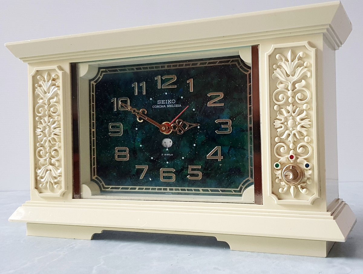 Vintage SEIKO CORONA MELODIA Table Alarm Clock. Manual Wind Up. 2