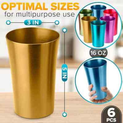 Anodized Aluminum Tumblers Drinking Glasses Vintage Metal Cups Multicolor 6  pcs | eBay