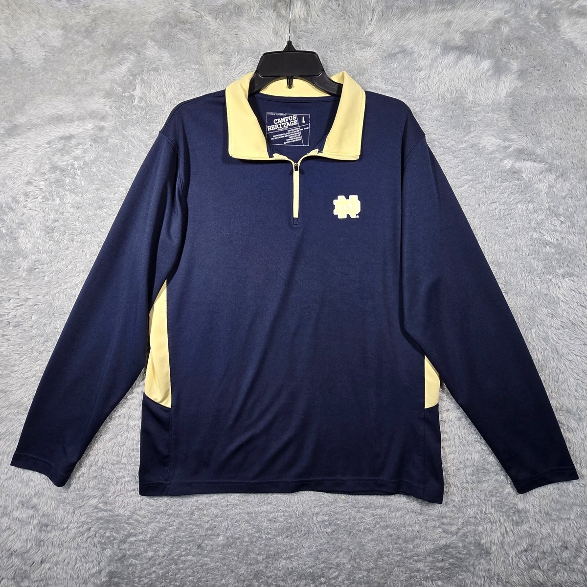 ＊notoru＊（感謝） NOTRE DAME 1/4 zip Shirt Mens Large Blue Long Sleeve Logo | eBay