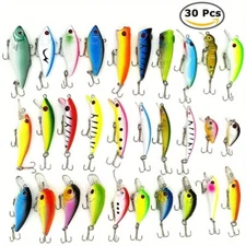 30pcs Mini Fishing Lures Kit Including Minnow Popper Crank Baits Fishing Lures