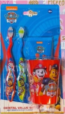 4tlg.Paw Patrol Kinder Zahnpflege Set   Zahnbürste Becher & Zahnpasta im Box Kit