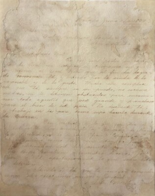  Manuscript of a Letter written to General Francisco Sánchez by Máximo Gómez