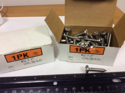 Qty (100) #12 X 1  Stainless Combo Drive Pan Head Sheet Metal Screws