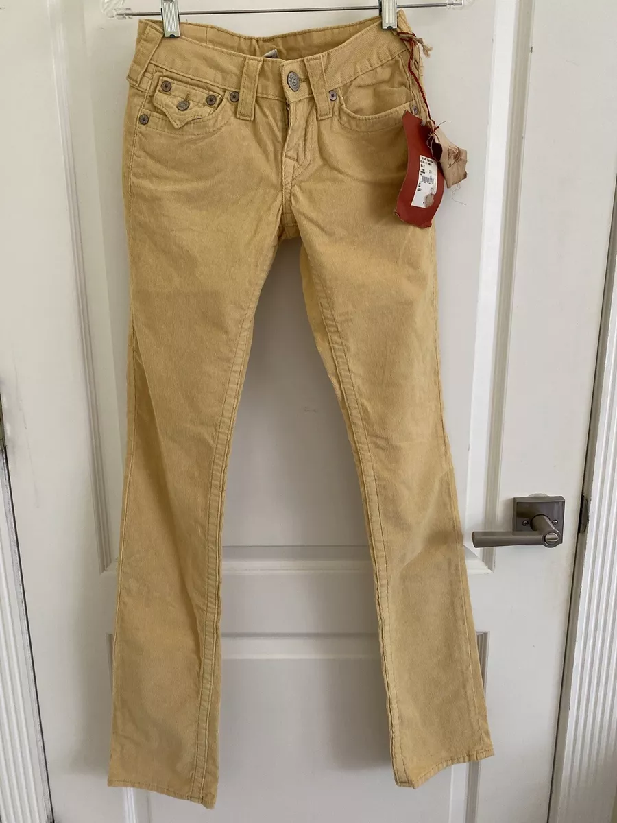 NWT Y2K TRUE RELIGION JEANS 219 24 YELLOW Wheat Billy CORDUROY