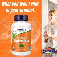 NOW FOODS Spirulina 1000 mg Organic nutrient rich supplement for energy 120 tab