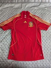 Spain Soccer Jersey Adidas Clima Cool Mens Size M RFCF 1913 Home Red Gold