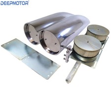Aluminum Polished Finned Shotgun Intake Air Hood Scoop Single Dual Carbs Setup