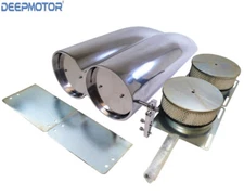 Aluminum Polished Finned Shotgun Intake Air Hood Scoop Single & Dual Carbs Setup