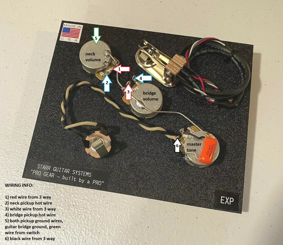 Gibson Explorer Wiring Harness Upgrade! CTS - Switchcraft - Orange