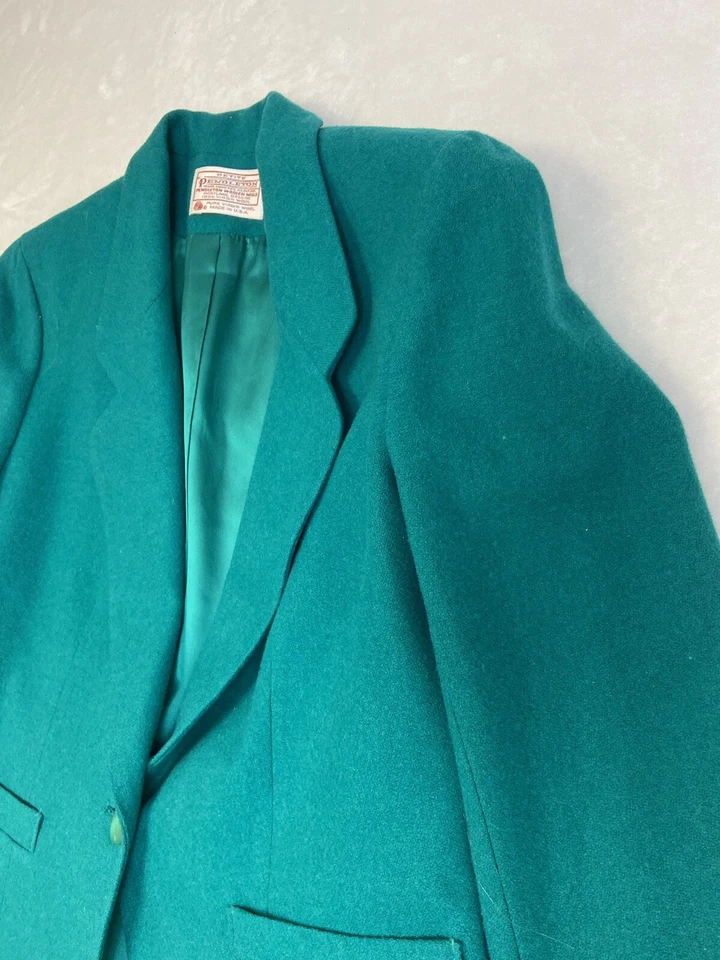 Conjunto Blazer Falda Pendleton De Colección Para Mujer Pequeña 8 Parte Superior 6 Parte Inferior Verde Retro Foto 3 de 4