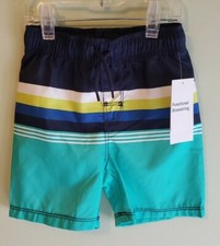 NEW Old Navy Toddler Boys 12-18 MONTHS / 2T NAVY BLUE  TEAL Swim Trunks 30120