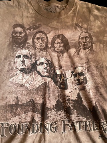 Founding Fathers Mt Rushmore Native American Indian The Mountain T-Shirt Large - Picture 2 of 5