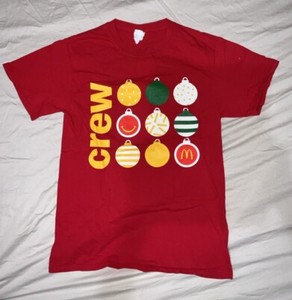 McDonald’s Crew Employee T-Shirt Unisex S 2020 Holiday Christmas Ornament Red