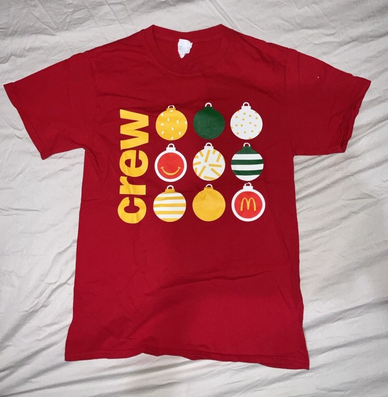 McDonald’s Crew Employee T-Shirt Unisex S 2020 Holiday Christmas Ornament Red