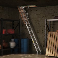 Folding Retractable Aluminum Attic Ladder Stairs Fits 7'8"-10'3" Ceiling Height