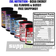 EVL Evlution Nutrition BCAA Energy Amino Acid Pre-Workout Powder - All FLAVORS