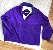 Vintage 90s PACIFIC TRAIL Concealed Hood RAIN COAT Jacket PURPLE Windbreaker 80s