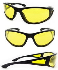 New Night Driving Pilot Sunglasses Yellow Anti Glare Lens Wrap Around Frame