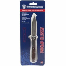 Smith  Wesson S W Unwavered Linerlock Folding Knife Brown Wood Inlay