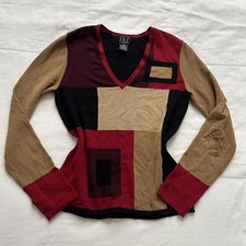 90s INC red and tan geometric vintage sweater